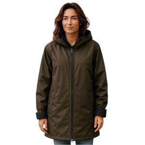Calvin Klein Brown Hooded Winter Jacket Womens Size XL Waterproof Fleece Lined